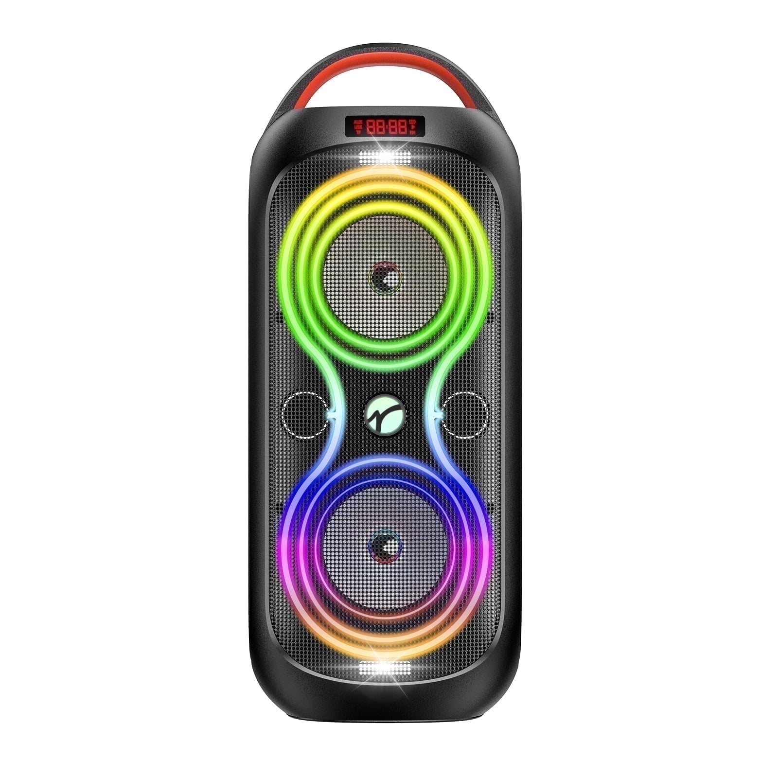 Wireless Bluetooth Speaker, 60W Loud Party Speaker with Beat Sync Lights, TWS Stereo, 4400mAh Power Bank, FM, AUX, TF, USB, Portable Handle Speaker for Outdoor Camping Beach Garage Home Party