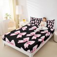 thumbnail image 4 of Feelyou Girl Fashion Bowknot Twin Sheet Sets, Black Pink Princess Bedding, 3 Pieces, 4 of 7