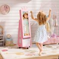 thumbnail image 4 of Costway Kids Jewelry Cabinet with Full-Length Mirror Foldable Drawer Anti-toppling System Pink, 4 of 10