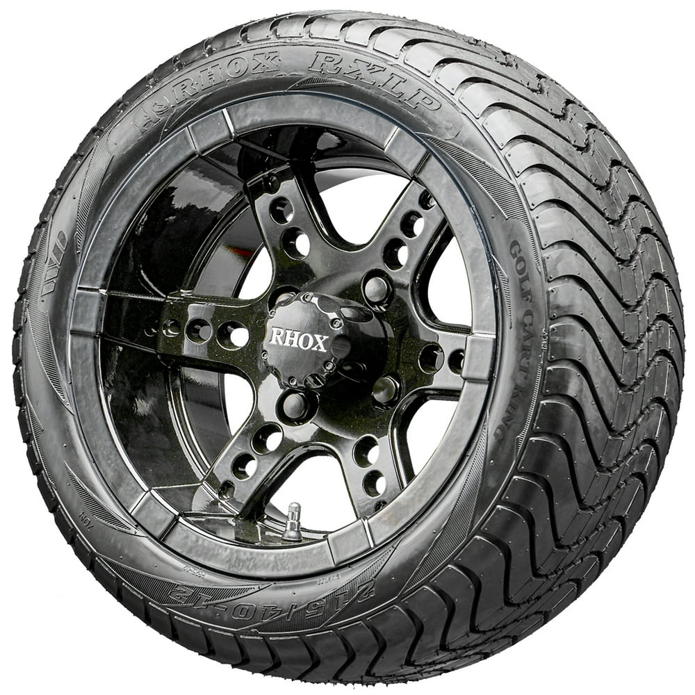 Golf Cart Wheels and Tires 12" RHOX RX252 Black w/ Low Pro Tires