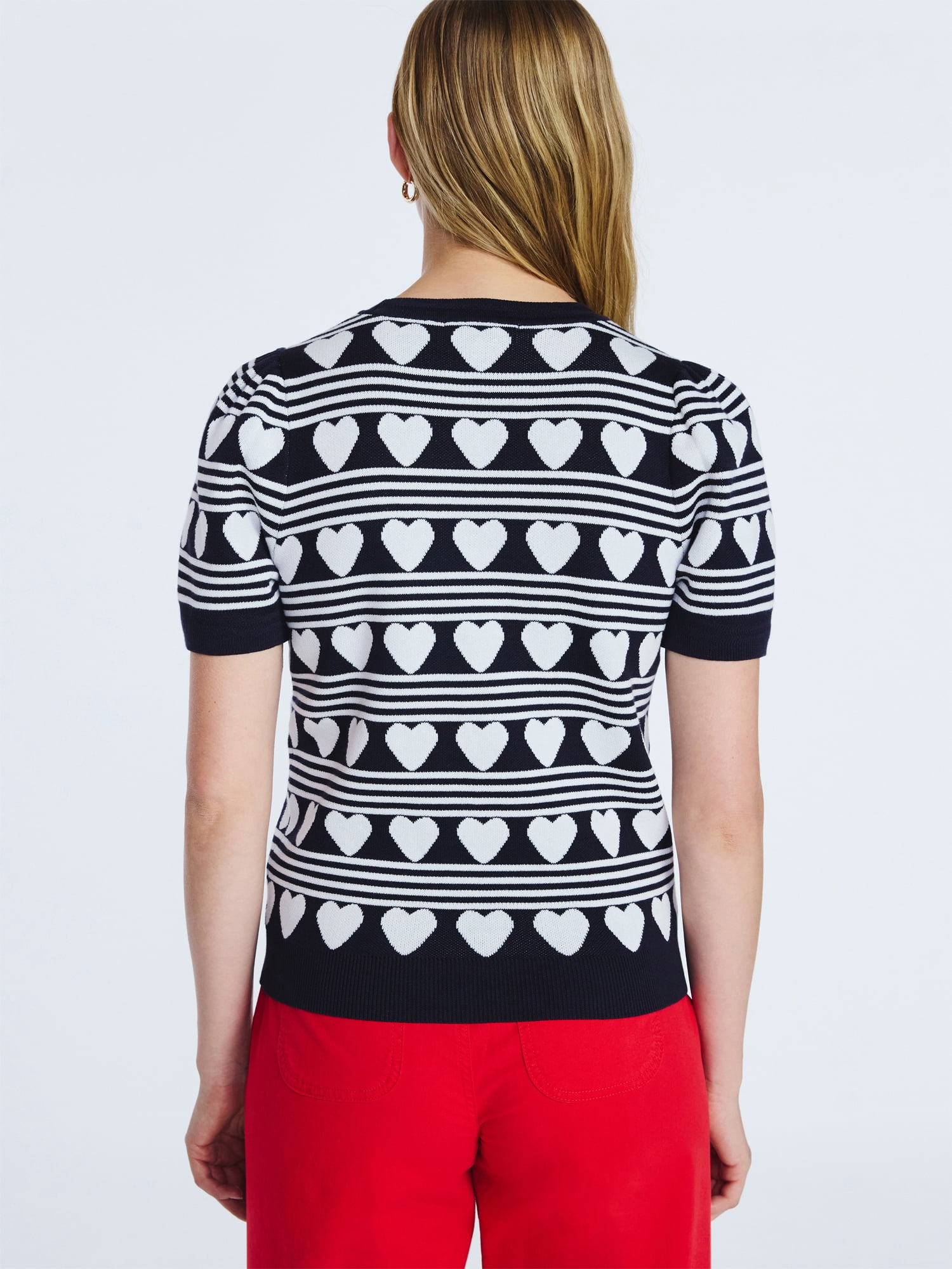 Free Assembly Women's and Women's Plus Cozy Yarn Shrunken Sweater Tee with Short Sleeves, Solid & Print, Lightweight, Sizes XS-4X