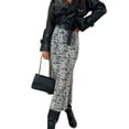 thumbnail image 2 of Joernso Women Midi Skirt High Waist Leopard Print Loose Fit Mid-calf Length Skirt Commuting Style Zipper Design Skirt, 2 of 8