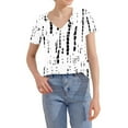 thumbnail image 5 of Njagoc3 Womens Stylish Abstract Pattern V-Neck Tee Artistic Graphic Print Summer Top Black White, 5 of 6