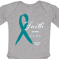 thumbnail image 4 of Inktastic Faith Over Fear Ovarian Cancer Awareness with Teal Ribbon Boys or Girls Long Sleeve Baby Bodysuit, 4 of 5