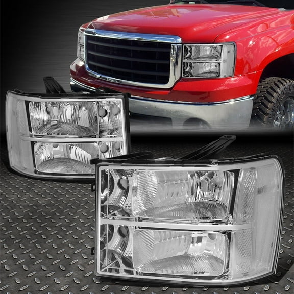 NUVISION for 07-14 GMC Sierra 1500 2500HD 3500HD OE Style Headlight Headlamp Chrome/Clear