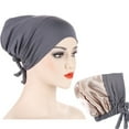 thumbnail image 6 of Women Under Scarf Hat, Islamic Muslim Turban Hat, Hijab Cap with Tie-Back Closure, Bonnet Hat Headwear for Cancer, 6 of 7