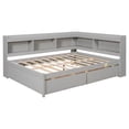 thumbnail image 7 of L-Shaped Corner Full Platform Beds, Wood Frame with Trundle and Drawers Full Bed with Built-in Desk, 3 Full Beds in 1 for Boys Girls Teens, Gray, 7 of 7