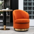 thumbnail image 4 of Orange Velvet Chair By - Comfortable, Stylish, Thick Foam Swivel Armchair Luxurious And Cozy, 4 of 5