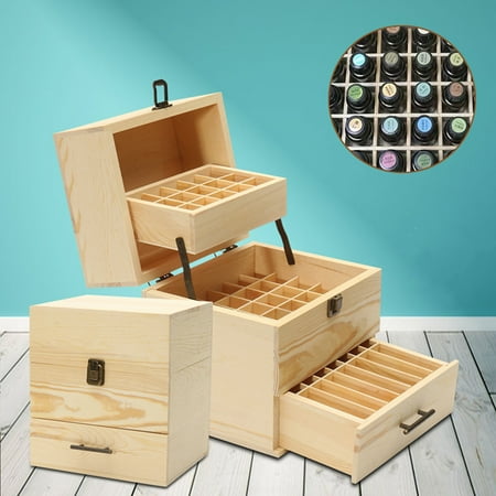 Wooden Storage Crates For Sale Essential Oil Box Organizer 32/ 59 Slots Wooden Storage Case 183x215x237mm Holds Container For 5-15ml Bottles Valentine Christmas Gift ()