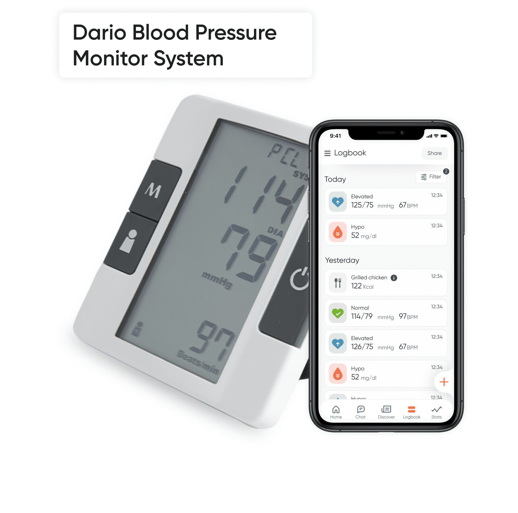 Dario Blood Pressure Monitor for Home Use Gen1 Automatic Machine,  Large Adjustable Arm Cuff (9.4-17inch), Smart Bluetooth App & Carry Case :  Health & Household