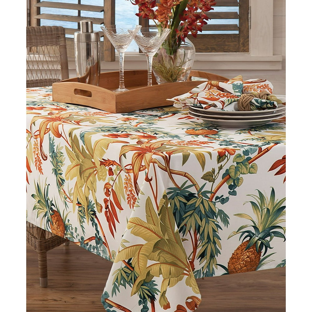 Tommy Bahama Tortuga Indoor Outdoor Water Repellent Tablecloth 60" X