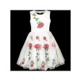 thumbnail image 3 of Girls Dress White Rose Flower Embroidery Heart Shape Back Wedding 7, 3 of 8