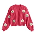 thumbnail image 5 of Lutiedan Knit Cardigans for Women Daisy Floral Open Front Cardigan Sweater Long Sleeve V Neck Fall Sweater Coats S-L, 5 of 8
