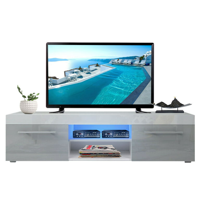 Hommpa 51 White High Gloss TV Stand for TVs up to 59 Modern TV