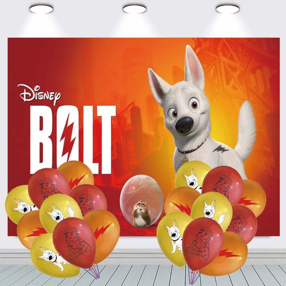 Bolt Dog Banner Backdrop Background Birthday Balloons Party Supplies Taspestry Poster Wall Decor