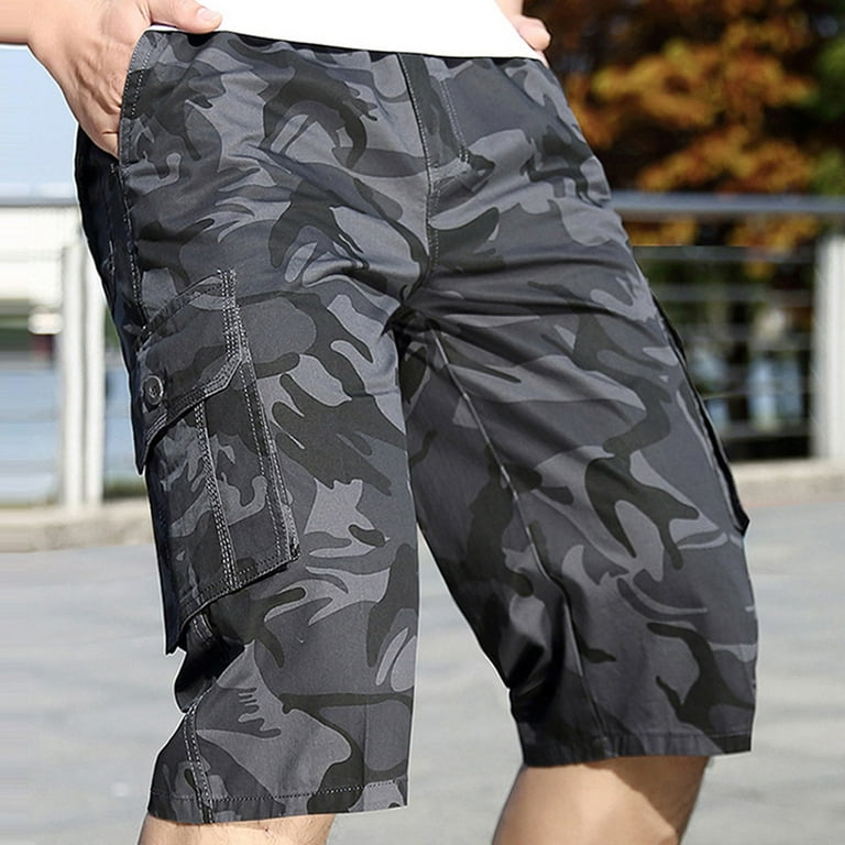 AKARMY Men's Lightweight Multi Pocket Cotton Casual Cargo Shorts,Outdoor  Twill Camo Shorts with Zipper Pockets(No Belt)
