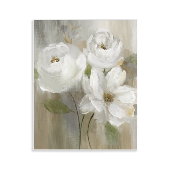 Stupell Industries White Flower Trio Floral Painting Unframed Art Print Wall Art, 11 x 14