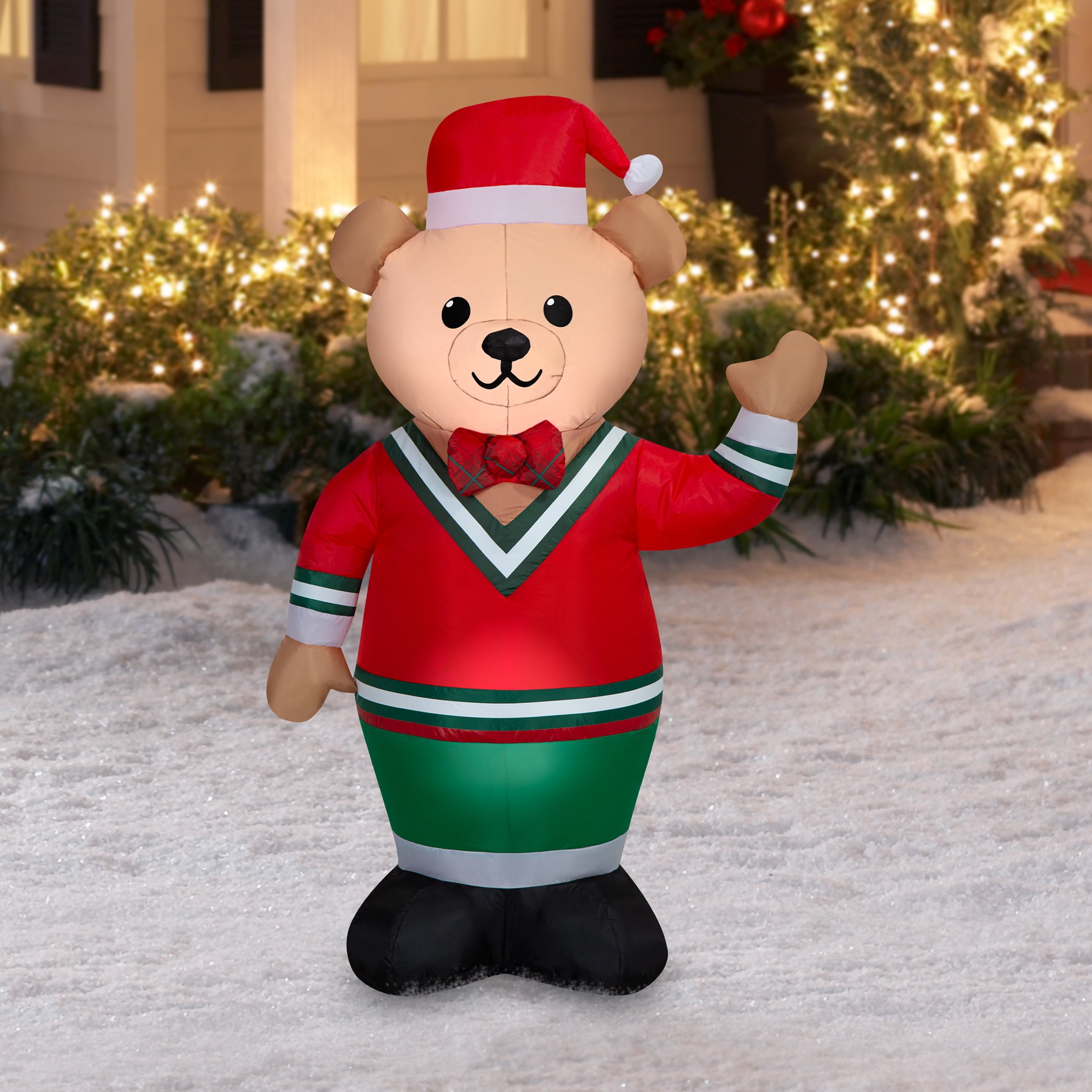 Multicolor Teddy Bear Christmas Airblown Yard Inflatable, 4', by Holiday Time