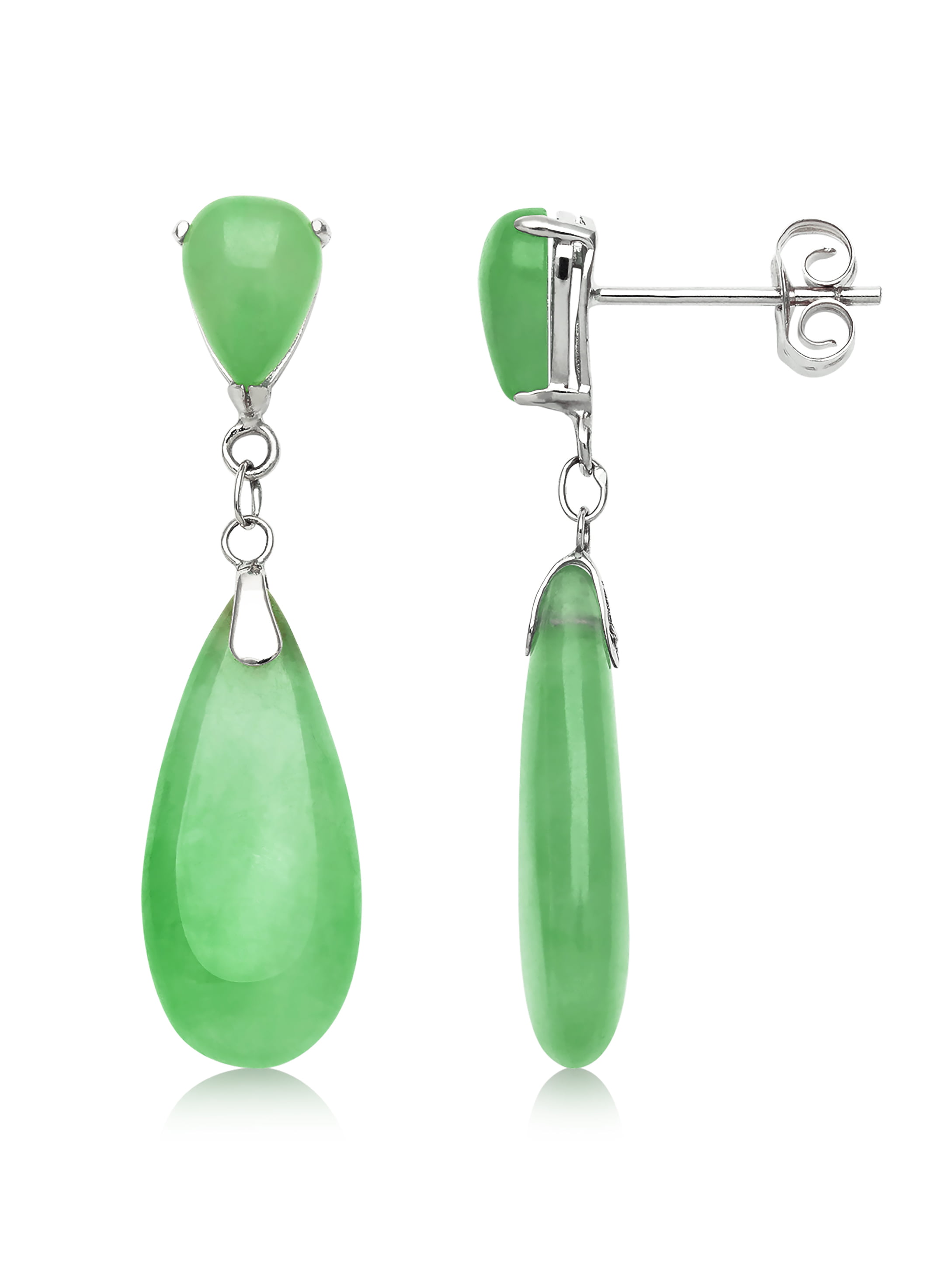 Details about   Sterling Silver Faceted JADE Gemstone Long Dangle Earrings #1146...Handmade USA 