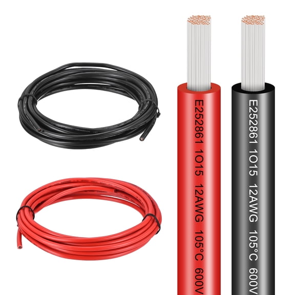 2 Gauge Electrical Wire 20Ft(Red 10 ft Black 10 Ft), 12 AWG UL1005 Tinned Copper Wire 600V 105°C Flexible Extension Cord for Automotive Audio Trailer Marine Boat Solar LED Strip RV