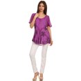 thumbnail image 5 of Sakkas Albina Island Relaxed Fit Embroidery Cap Sleeves Blouse / Top - Dark Purple - One Size, 5 of 5