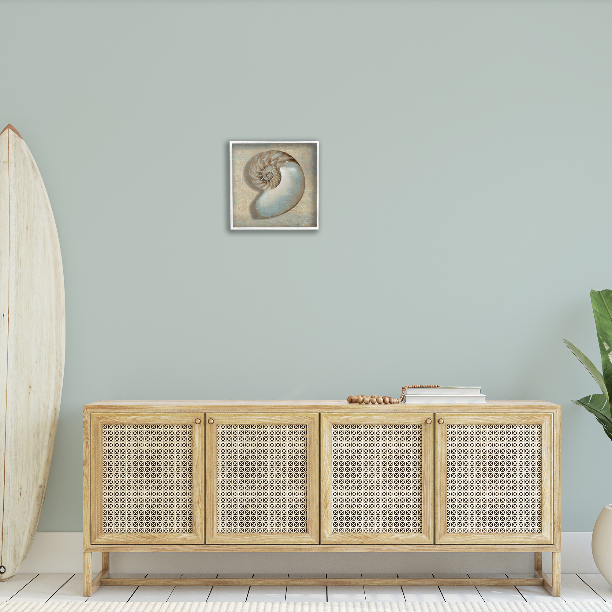 Stupell Industries Shell Beach Objects Design Nature Painting White Framed Art Print Wall Art, 17 x 17