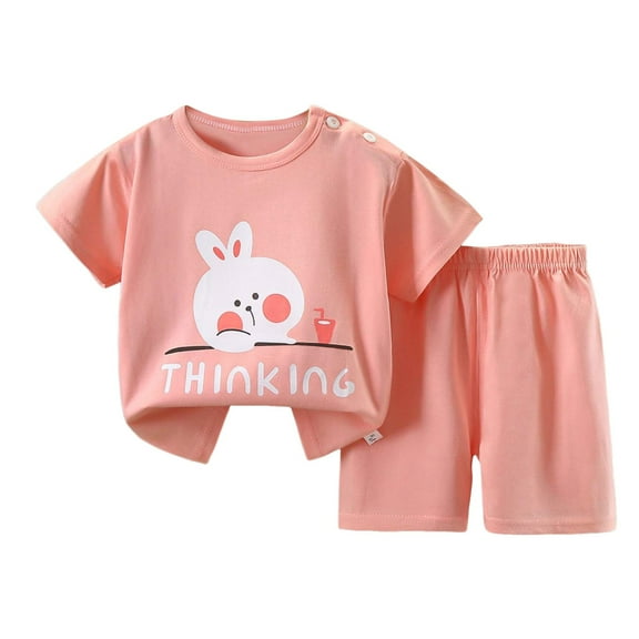 KPOPLK Toddler Baby Boy Outfits Short Sleeve Bunny Carrot Shirt Tops and Shorts Sets Summer Clothes toddler boy under $5(2-3 Years,Pink)