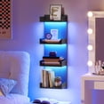 thumbnail image 2 of Vertical 4-Tier LED Floating Wall Shelves, Black, 2 of 11