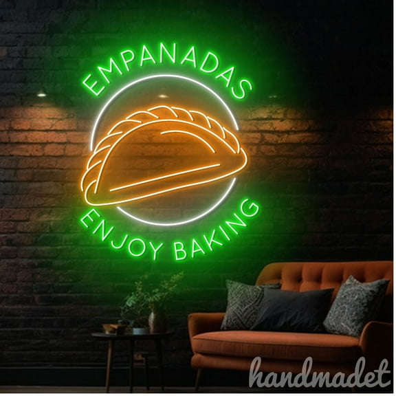 Handmadetneonsign Empanadas Enjoy Baking Neon Sign, Empanadas Light Wall Art Decor, Bakery Wall Decor 53621