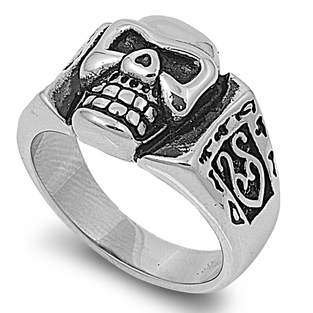 All in Stock Stainless Steel Skull Biker Ring