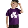 thumbnail image 4 of XIMIN Kids' St. Patrick's Day Soft Short-Sleeve Crew Neck T-Shirt - Distressed White Four-Leaf Clover Graphic, Lucky Charm Top for Boys & Girls, 4 of 8