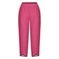 thumbnail image 4 of Diufon Womens Linen Wide Leg Pants Summer Plus Size Pants Solid Color Capris Pants with Pockets, 4 of 5