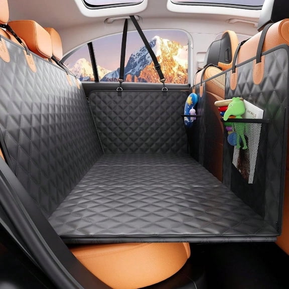 Pet Car Seat Cover Backseat - Upgraded Back Seat Extender for Dogs 600D Scratchproof PU Thickened Waterproof Hammock 400 lbs Easy to Clean/Install Universal for Cars SUV Truck Pet Protector