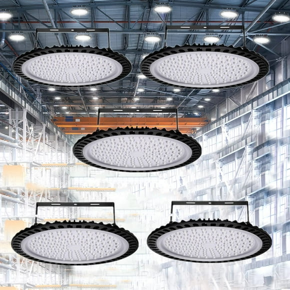 UFO LED High Bay Lights 500W 5 Packs,Super Bright 50000LM High Bay LED Shop Lights,6500K Daylight High Bay LED Lights,Waterproof High Bay Lighting,LED High Bay Light for Factory Warehouse Workshop