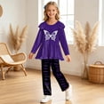 thumbnail image 2 of Gubotare Cute Clothes for Teen Girls Adorable Girls' Top & Pants Set Slim Fit Pants Long Sleeve Sweatshirt School and Daily Wear Size 13-14 (Purple,13-14 Years), 2 of 7