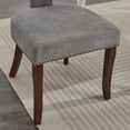 thumbnail image 3 of Hassch Set of 2 Modern Dining Side Chairs, Linen Upholstered with High-Density Foam, Ergonomic Curved Backrest, Copper Nailhead Trim, Solid Wood Legs, for Kitchen & Dining Room (Gray), 3 of 10