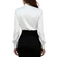 thumbnail image 5 of LIUJUNSHOP Womens Bow Tie Front Smocked Long Sleeve Blouse Elegant Office Shirt Top, 5 of 7