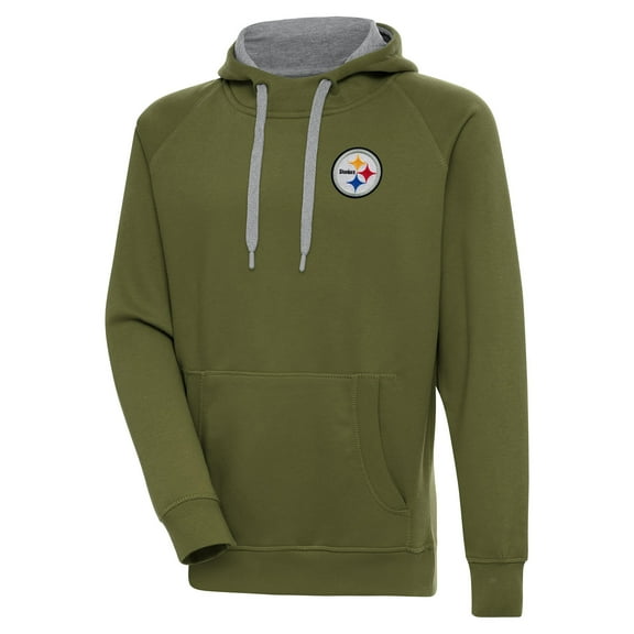 Men's Antigua Olive Pittsburgh Steelers Victory Pullover Hoodie