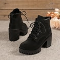 thumbnail image 7 of Women's Ankle Boots Fashion Heel Lace Up Platform Booties Comfortable Casual Leather Shoes for Everyday Use, 7 of 7