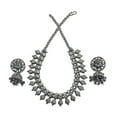 thumbnail image 3 of athizay Necklace set with silver jhumka Earring for women traditional and ethnic silver oxidised jewelry set, 3 of 3