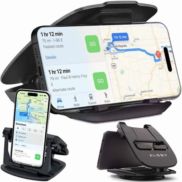Support de Téléphone GPS pour Tableau de Bord de Voiture, Rotation à 360 Degrés pour Téléphone Alogy de 6,5 Pouces, Noir