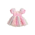 thumbnail image 2 of Toddler Baby Girl Tulle Tutu 1Y 2Y 3Y 4Y 5Y Sleeveless/Puff Sleeve 3D Butterfly Layered Princess Dress Summer Birthday Dress, 2 of 10