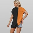 thumbnail image 6 of Fjuchai Womens Color Clash T-Shirt Shirt Summer V-Neck Short Sleeve Pullove Loose Loose Tees S-XL, 6 of 9