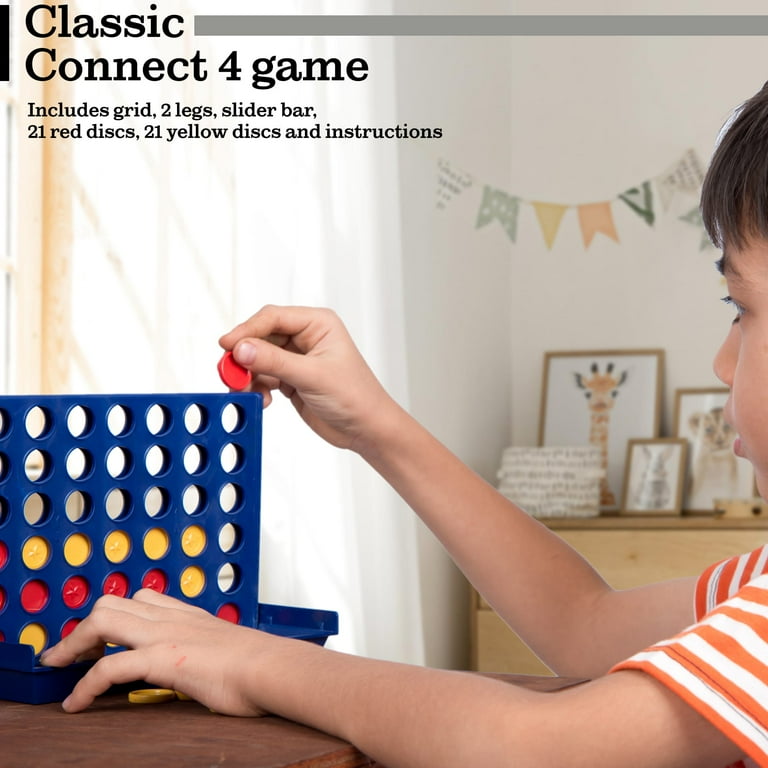 Connect 4 Classic Grid Board Game, 4 in a Row Game for Kids, 2