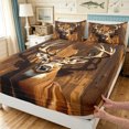 thumbnail image 4 of Manfei Vintage Elk Bed Sheets, Wooden Plank Cabin Full Size Sheets, Brown Orange, 4-Piece, 1 Flat Sheet, 1 Fitted Sheet and 2 Pillowcases, 4 of 6