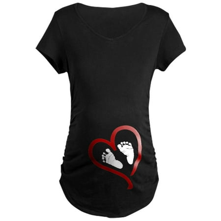 

CafePress - Baby Feet Heart Red Maternity T Shirt - Maternity Dark T-Shirt