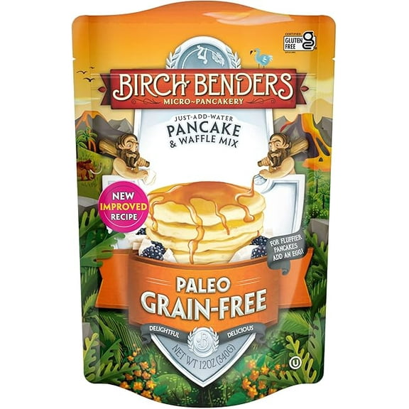 Paleo Pancake & Waffle Mix by Birch Benders, Kosher, Gluten-free, 12 oz Bag