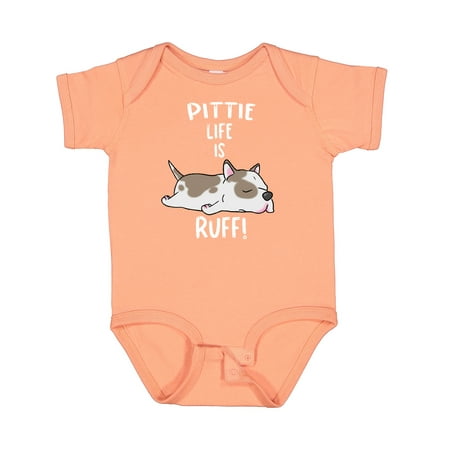 

Inktastic Pittie Life is Ruff! Spotted Pit Bull Gift Baby Boy or Baby Girl Bodysuit