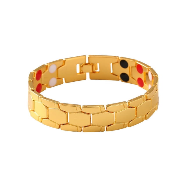 Pulsera de hombre con imán hexagonal esférico, pulsera ancha cuatro en uno