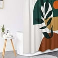 thumbnail image 4 of Boho Mid Century Shower Curtain Set with Toilet Lid Cover and Non-Slip Rugs, Abstract Line Art 4 Pcs Shower Curtain Set, Modern Minimalist Geometric Bathroom Set Decor with 12 Hooks, 4 of 7